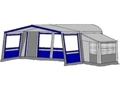Te Velde Voortent De Wenne 240 Cm Blauw -Buiten Kamperen Winkel 1 2 te velde voortenten met uitbouw de wenne blauw6